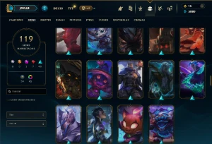 Platina com TODOS os champs e 119 Skins ( MID / TOP ) - League of Legends LOL