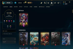 Platina com TODOS os champs e 119 Skins ( MID / TOP ) - League of Legends LOL