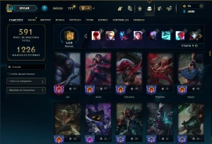 Platina com TODOS os champs e 119 Skins ( MID / TOP ) - League of Legends LOL