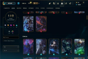 Platina com TODOS os champs e 119 Skins ( MID / TOP ) - League of Legends LOL