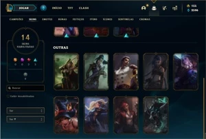 Conta unranked com 30 Champs e 14 Skins - League of Legends LOL