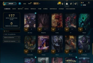 Bronze 3 com 50 Champs e 18 Skins - League of Legends LOL