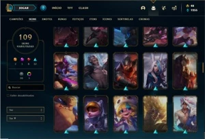 Conta bronze 1 com 146 Champs e 109 Skins + 4 Vitoriosas - League of Legends LOL