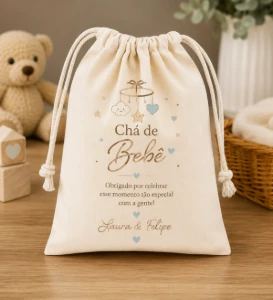 Saquinho de Algodão Cru Personalizado 20x25 cm - Artesanato e Personalizados