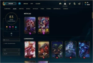 Conta prata 3 com 148 champs e 83 skins - League of Legends LOL