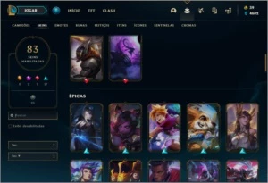 Conta prata 3 com 148 champs e 83 skins - League of Legends LOL