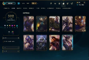 Ouro 3 com TODOS os Champs e 302 Skins +6 Prestigios - League of Legends LOL