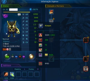 Conta jump Susanoomon AOX Ladmo Omegamon - Digimon Masters Online