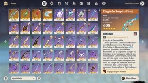 10 cinco estrelas+10 tiros+4 armas T5 - Genshin Impact