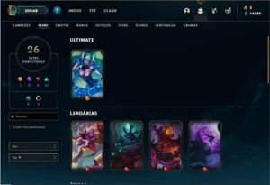 Conta Unranked com 41 Champs e 26 Skins + 2 Fragmentos - League of Legends LOL