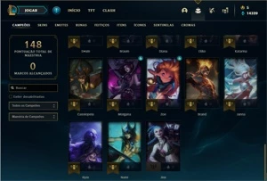 Conta Unranked com 41 Champs e 26 Skins + 2 Fragmentos - League of Legends LOL