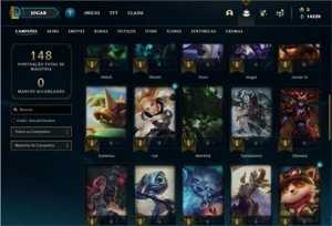 Conta Unranked com 41 Champs e 26 Skins + 2 Fragmentos - League of Legends LOL