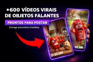 600 Vídeos Virais de Objetos Falantes Prontos para Postar