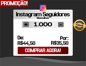 [PROMOÇÃO] 1.000 Seguidores Masculinos por apenas R$33,50 - Redes Sociais
