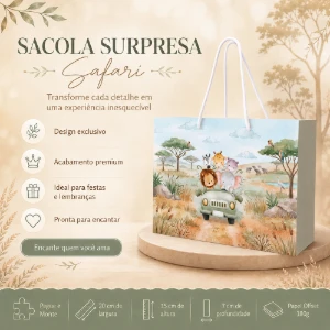 Kit 15 Sacolinhas Safari Animais - Pegue e Monte - Artesanato e Personalizados