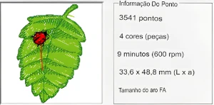 Matriz De Bordado Computadorizado - Folha Verde com Joaninha - Outros