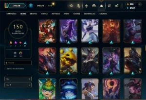 Prata 1 com TODOS os champs e 150 Skins ( MID / ADC / JG ) - League of Legends LOL