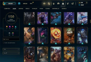 Prata 1 com TODOS os champs e 150 Skins ( MID / ADC / JG ) - League of Legends LOL