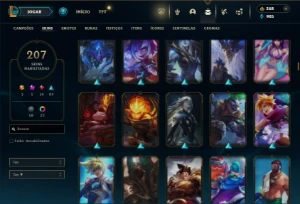 Platina 2 com TODOS os champs e 207 Skins ( 9 Vitoriosas ) - League of Legends LOL