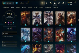 Platina 2 com TODOS os champs e 207 Skins ( 9 Vitoriosas ) - League of Legends LOL