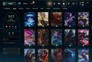 Platina 2 com TODOS os champs e 207 Skins ( 9 Vitoriosas ) - League of Legends LOL