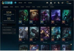 CONTA LEAGUE OF LEGENDS MUITAS SKINS E M7 LOL