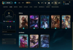 Prata 1 com 30 Champs e 9 Skins - League of Legends LOL