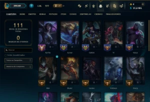 Prata 1 com 30 Champs e 9 Skins - League of Legends LOL