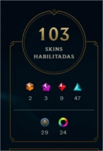 Conta League Of Legends Platina, 103 Skins e 55 frag skin