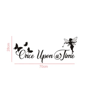 Kit Frase Once Upon a Time com Fada e Borboletas em MDF - Artesanato e Personalizados