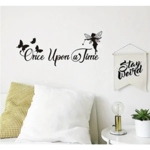 Kit Frase Once Upon a Time com Fada e Borboletas em MDF - Artesanato e Personalizados