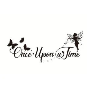 Kit Frase Once Upon a Time com Fada e Borboletas em MDF