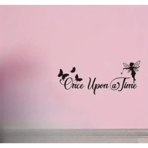 Kit Frase Once Upon a Time com Fada e Borboletas em MDF - Artesanato e Personalizados