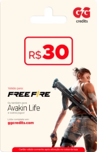 gift cards de 10 a 50 reais  - Free Fire