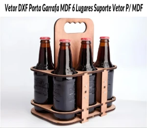 Arquivo DXF Porta Garrafa MDF 6 Lugares Suporte Vetor P/ MDF - Outros