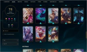 Conta de League of Legends nivel 329, 78 skins. LOL
