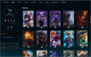 Conta de League of Legends nivel 329, 78 skins. LOL
