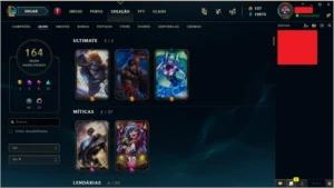 CONTA LOL - PLATINA, TODOS CAMPEÕES, 164 SKINS - League of Legends