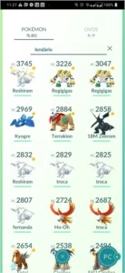 Conta Pokemon GO LVL 38 85 Lendários (3 Regigigas) - Pokémon