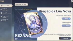 Conta com yelan + assinatura + 200 tiros + 40 dias de benção - Genshin Impact