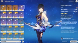 Conta com yelan + assinatura + 200 tiros + 40 dias de benção - Genshin Impact