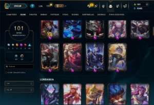 Platina 4 com TODOS os Champs e 101 Skins +6 Prestigios - League of Legends LOL