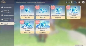 Conta Genshin impact zhong,xiao, ganyu, Venti,  Kiki e diluc