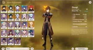 Conta Genshin impact zhong,xiao, ganyu, Venti,  Kiki e diluc