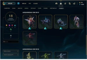Conta LOL D4, 118 skins e Todos os campeões - League of Legends