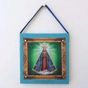 Quadrinho de Feltro Azul Turquesa - N. S. Aparecida - Artesanato e Personalizados
