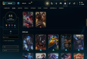 Conta ouro 2 com 66 Champs e 120 Skins - League of Legends LOL