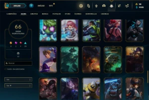 Conta ouro 2 com 66 Champs e 120 Skins - League of Legends LOL