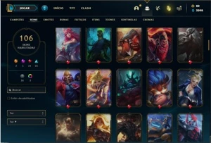 Conta prata 3 com TODOS os champs e 106 Skins + 4 Vitoriosas - League of Legends LOL