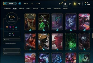 Conta prata 3 com TODOS os champs e 106 Skins + 4 Vitoriosas - League of Legends LOL